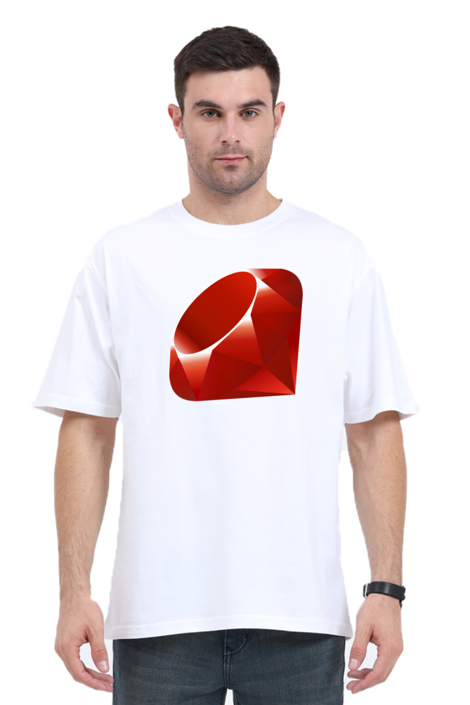 Ruby Premium Oversized Tee - White, 240 GSM, Bio-Washed, Pre-Shrunk