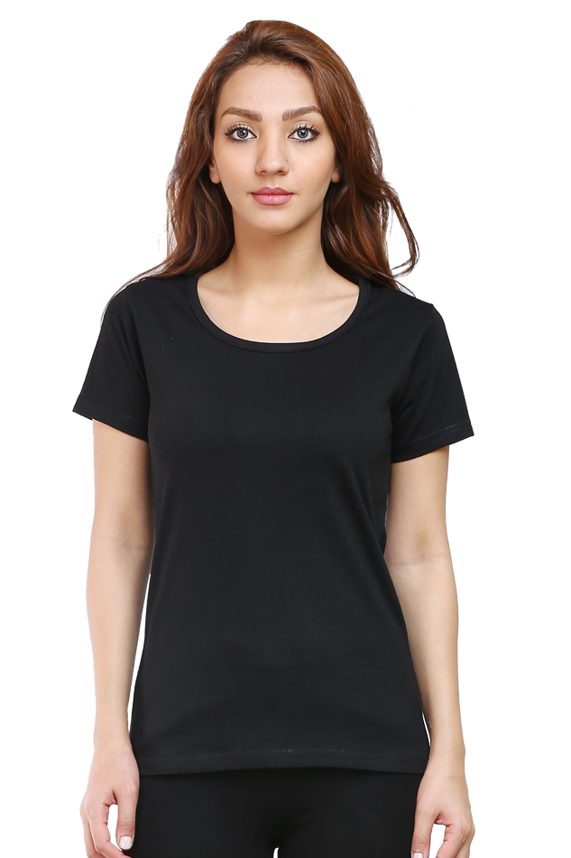 Women Black Half Sleeve TShirt