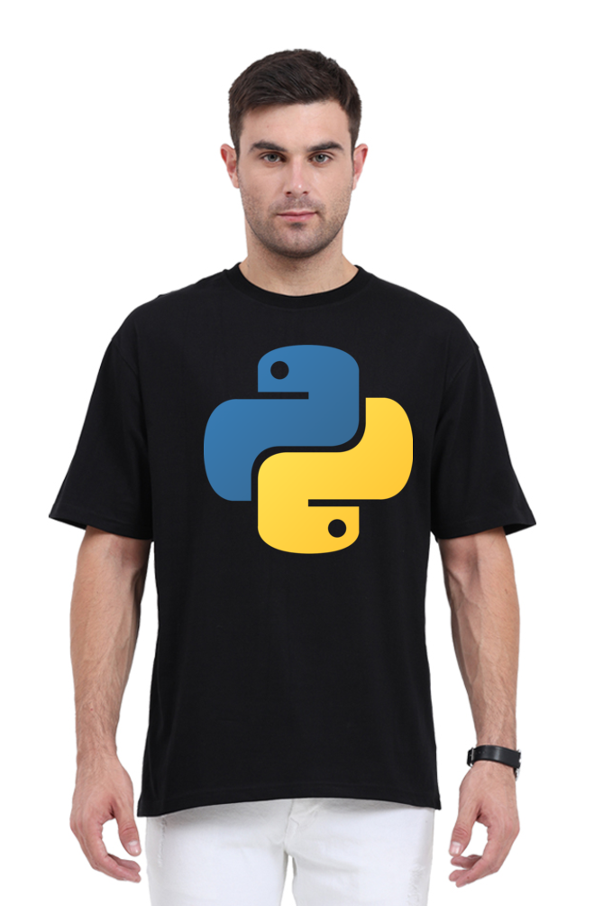 Python Lang Premium Oversized Tee - Black, 240 GSM, Bio-Washed, Pre-Shrunk
