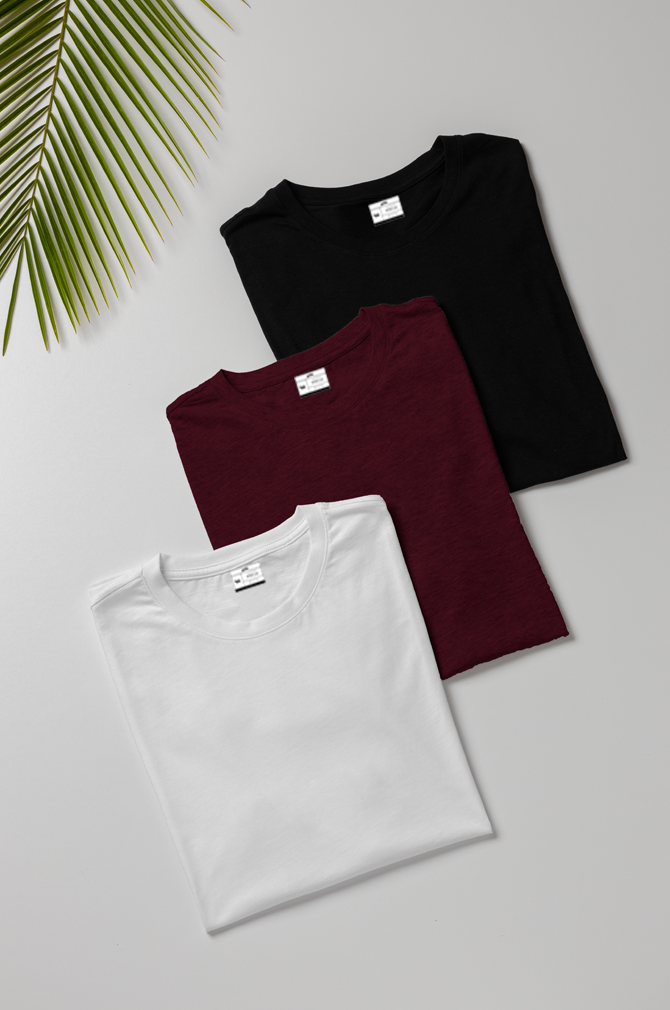 Supima Combo - White , Black, Maroon