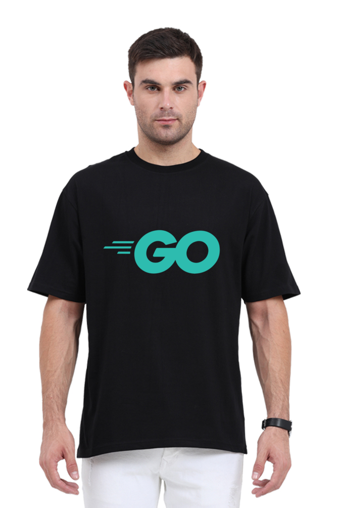 Go Lang Premium Oversized Tee - Black, 240 GSM, Bio-Washed, Pre-Shrunk