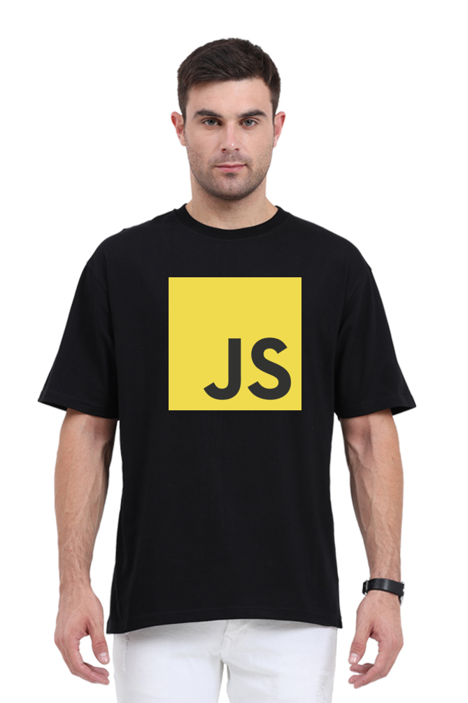 JavaScript Premium Oversized Tee - Black, 240 GSM, Bio-Washed, Pre-Shrunk